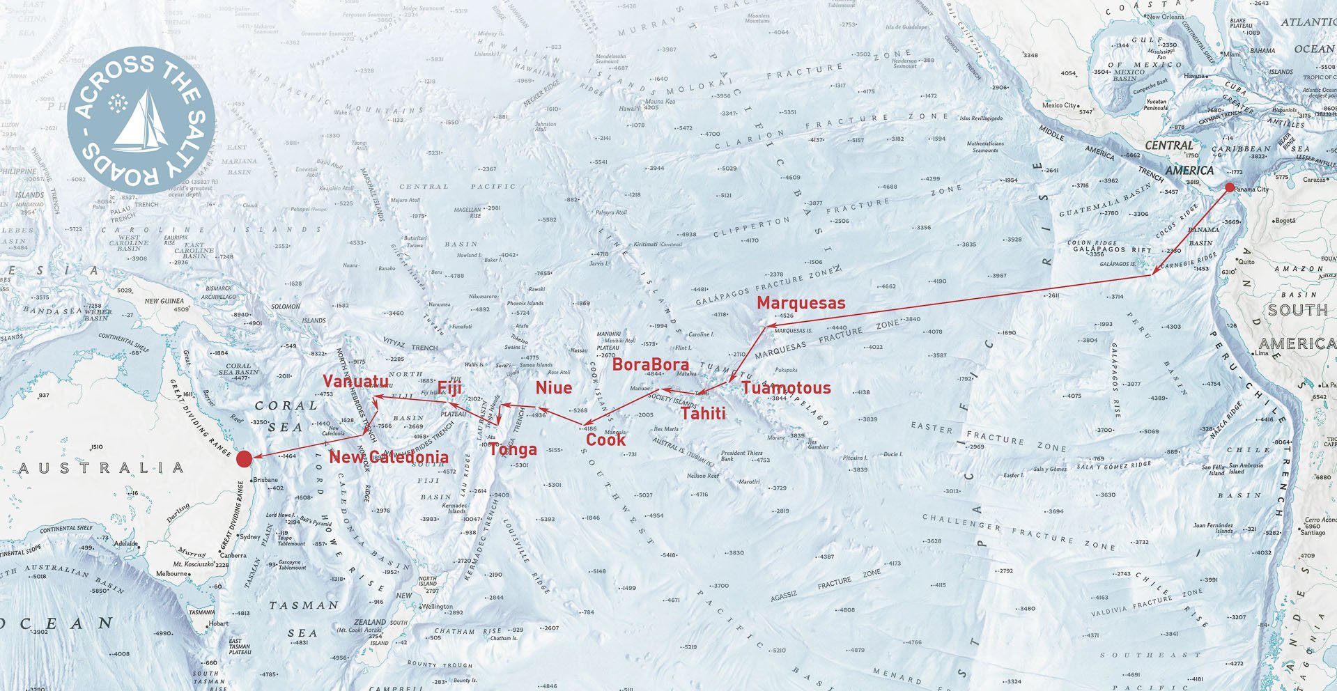 Itinéraire du Panama à l'Australie