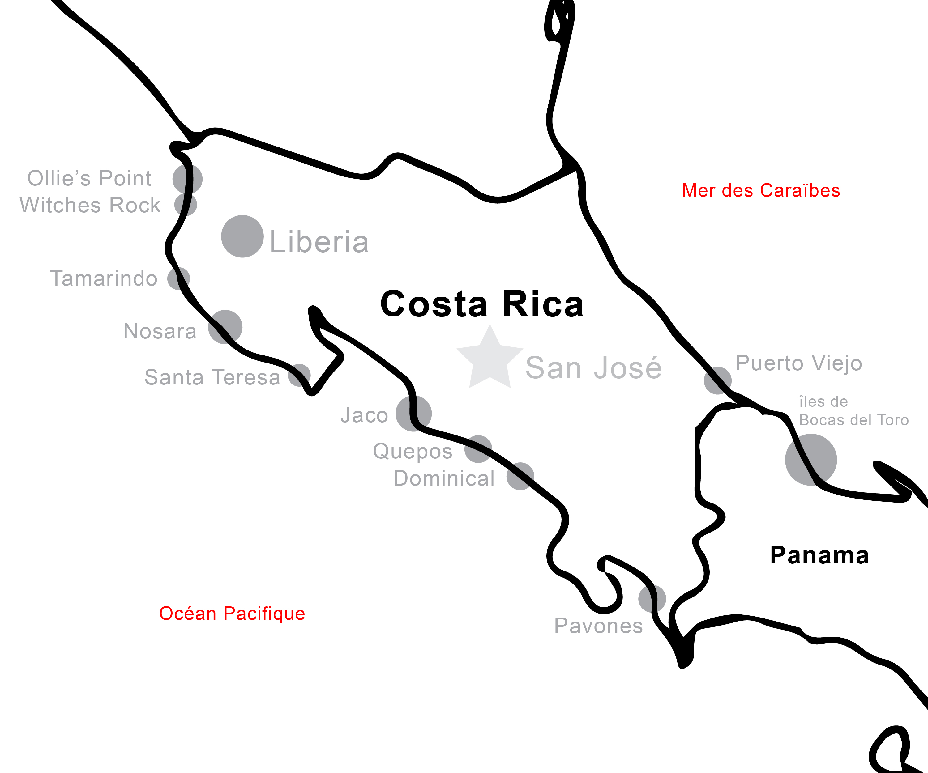 Costa Rica surf map